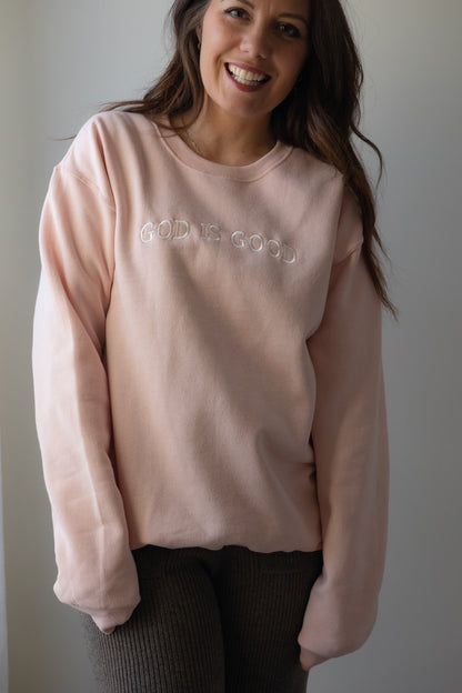 Pink 'God is Good' Crewneck